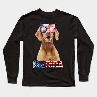 Merica Vizsla Dog American Flag 4Th Of July Long Sleeve T-Shirt